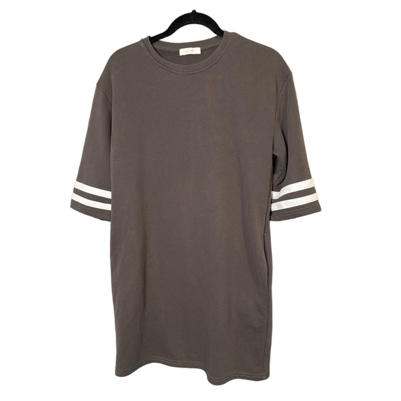 ALL:ROW Presumed Size M Gray with White Stripes T-Shirt Dress - Picture 1 of 7